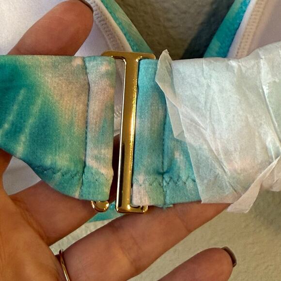 Johnny Was Women’s Calme Blue Adjustable Bathing Suit Top Size Med NWT Vacation - Picture 7 of 8